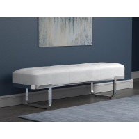 Coaster Furniture 910251 Tufted Upholstered Bench Off White and Chrome